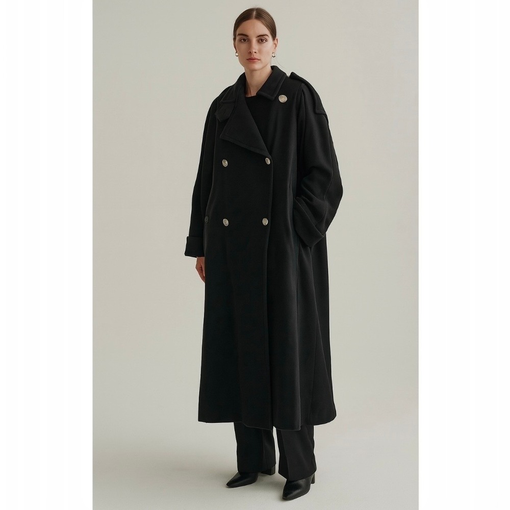 Jil Sander Black Double-Breasted Trench Coat